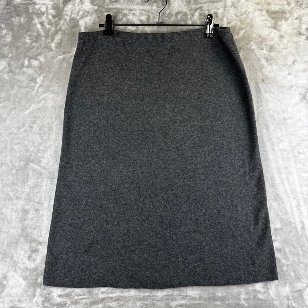 Calvin‎ Klein Knit Skirt Women Size M Charcoal Grey Midi Pencil Casual (1642)